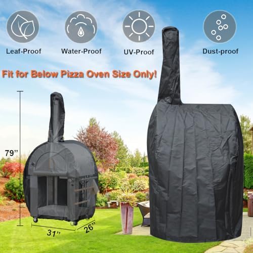 Waterproof Outdoor Pizza Oven Cover, 600D Heavy Duty Protective Cover, Suitable for 32.5" Pizza Oven - Image 2