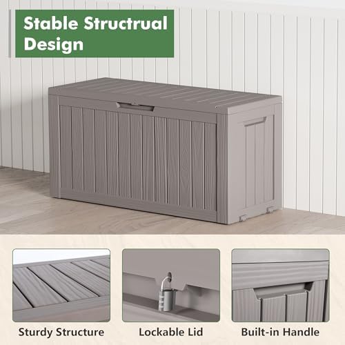 Outdoor Storage Waterproof Deck Box for Patio (80 Gallon, Grey) - Image 5