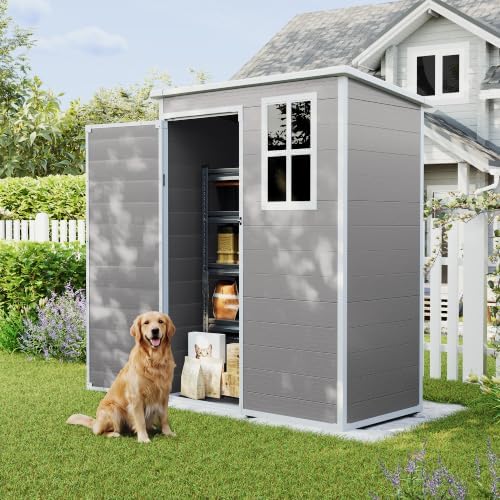 UDPATIO Outdoor Storage Shed 5x3 FT, Garden Resin Shed with Floor, Grey - Image 6