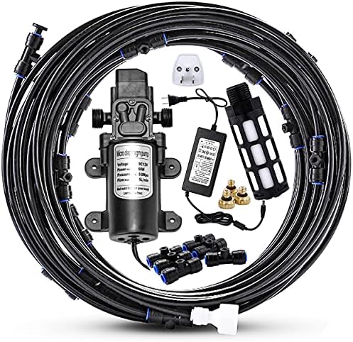Outdoor Misting Cooling System with Pump Kit, 65.6FT(20M) Misting Line by Mornajina