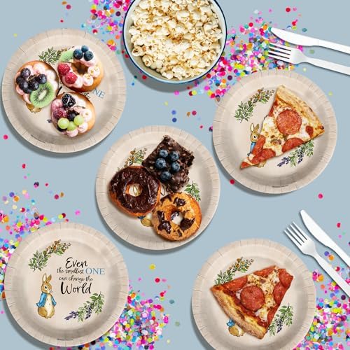 Birthday Galore Peter Rabbit Boy's Baby Shower - 32 Piece Disposable Party Supplies - Spring Baby Shower Decorations - Round Party Plates - Large 9" Paper Plates In Bulk - Image 5