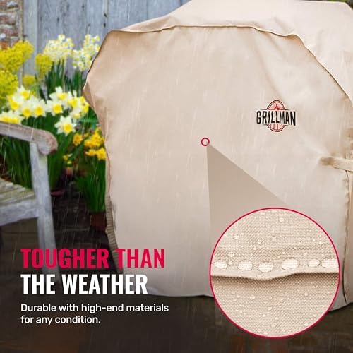 Grillman Waterproof BBQ Grill Cover for Outdoor Grills, 60 Inch, Tan - Image 5