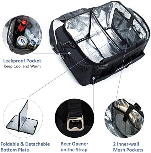 FREECOLSH Black Waterproof Caddy, 16" x 11" x 11", with Detachable Strap and Shoulder Pad for Carrying Utensils and Camping Supplies - Image 2