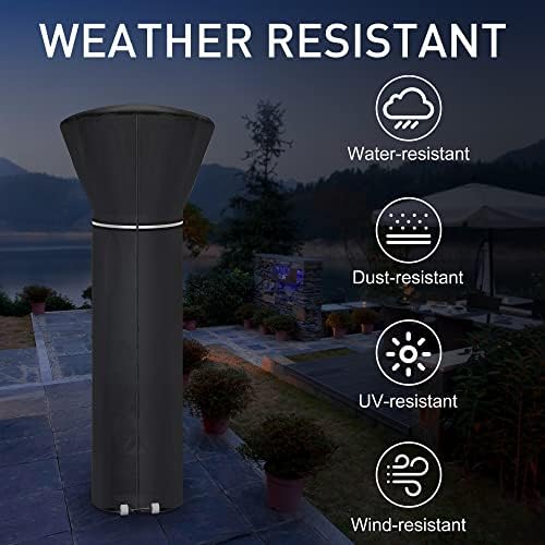 Patio Heater Covers with Reflective Strip,Outdoor Heater Cover Waterproof,Dustproof,Wind-Resistant,Sunlight-Resistant,Snow-Resistant,Black,89.5''x 33.5" Dome x 19.5" Base - Image 5