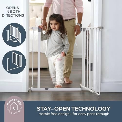 Dreambaby Liberty Walk Thru Baby Safety Gate Set - with 3.5inch Extension Panel - Fits 29.5-36.5inch Openings - Pressure Mounted Security Gates - White - Image 5
