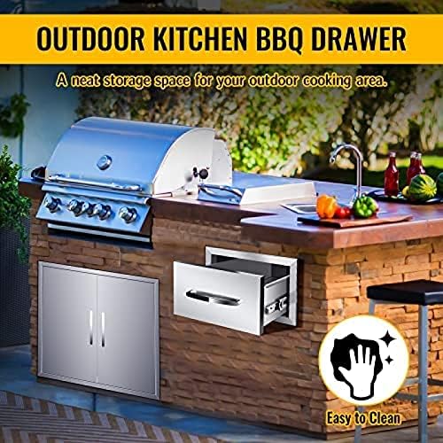 AHLOKI Stainless Steel with Chrome Handle BBQ Island Drawers for Outdoor Kitchen Or Grill Station,14Wx23Dx8.5H - Image 7