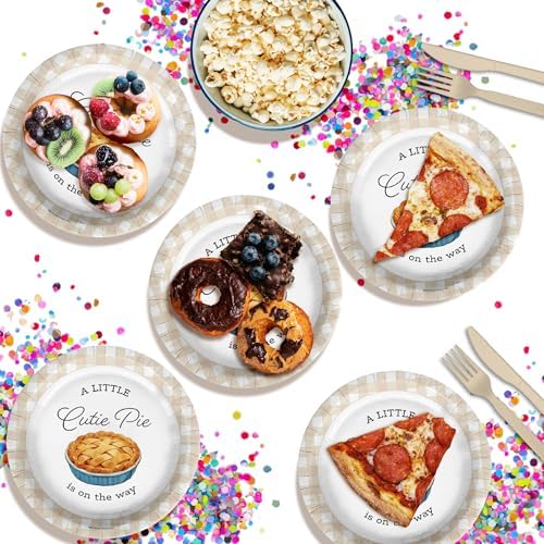 Birthday Galore Our Little Cutie Pie Is On The Way Baby Shower - 32 Piece Disposable Party Supplies - Fall Baby Shower Decorations - Round Party Plates - Large 9" Paper Plates In Bulk - Image 4