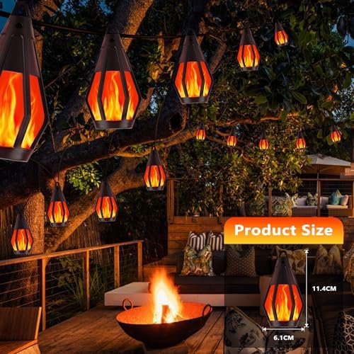 Solar String Lights for Outside, 33Ft Solar Patio Light with 15 Flickering - Image 2