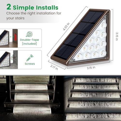 JOFIOS Solar Step Lights - 12 Pack, Waterproof IP67, Deck & Staircase Lights, Patio & Front Step (Cool Brown) - Image 4