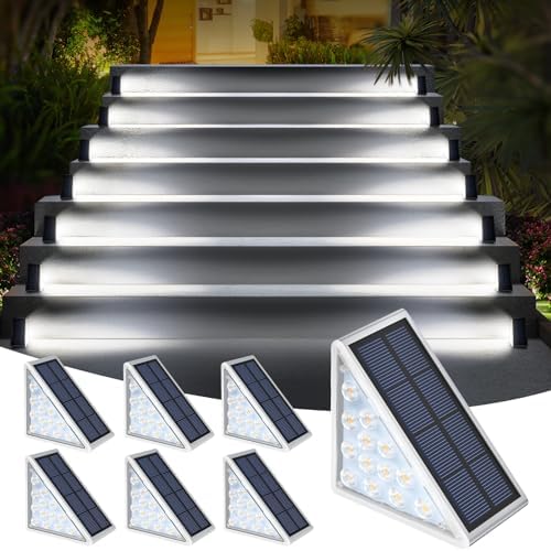 AUDLES LED Solar Step Lights Stair Light Solar Deck Lights IP67 Solar Decoration Lights for Yard, Patio, Garden, Walkways, Front Door, Pathway, Driveway, Porch 6PK by AUDLES