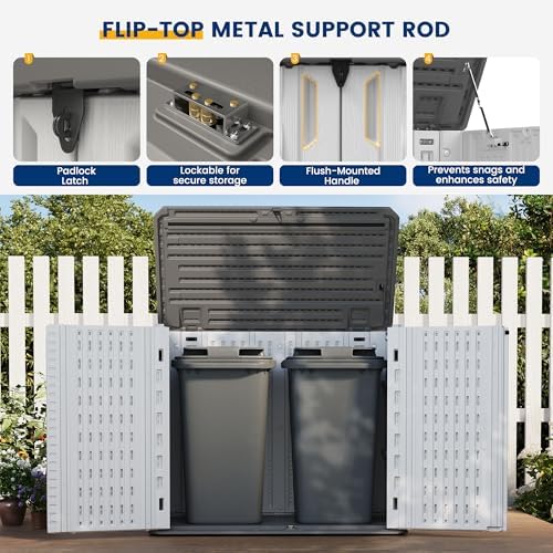 UDPATIO 34 Cu.Ft Resin Storage Shed,Horizontal Outdoor Shed,White - Image 6