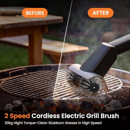 Rechargeable Electric BBQ Grill Brush, 2600mAh Battery, 2-Speed Power, LED Light, 100 Mins Long Runtime, 304 Stainless Steel Heat Resistant Grill Cleaner for Outdoor Camping & Grilling - Image 3