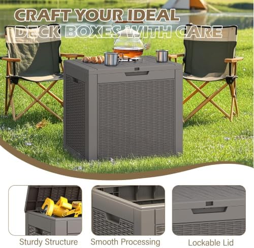 Outdoor Storage Waterproof Deck Box for Patio (36 Gallon, Grey) - Image 4