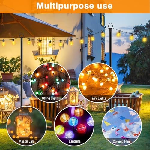 LETIANPAI 10Ft String Light Poles 6 Pack,Light Poles for Outside Lights,Outdoor with Fence Brackets Hanging Lights,Metal Stand Deck Patio Backyard - Image 3