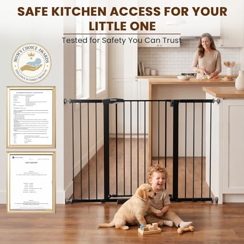 Mumeasy 36" Extra Tall Baby Gate for Stairs, 29.7-54.2" Wide Dog Gate for Doorways, Walk Thru Pet Safety Gate for Indoor, Pressure Mounted with Auto Close, Easy Install No Drill for Toddlers, Black - Image 6