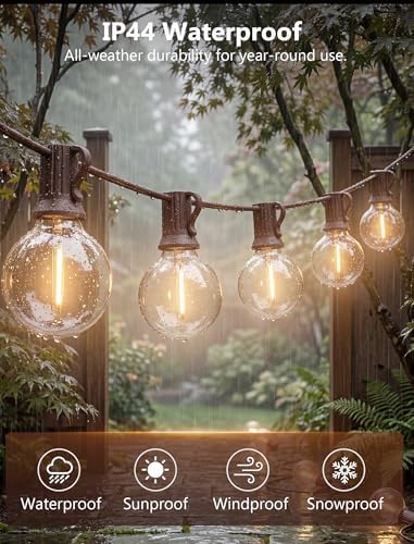 50Ft LED Globe String Lights Shatterproof Waterproof G40 Outdoor Patio String Light with 52 Dimmable LED Bulbs, Hanging Patio Lights for Indoor Bistro Pergola Tents Wedding Party Christmas Decor-Brown - Image 3