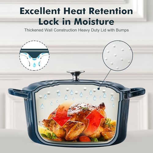 SENSARTE 5.5QT Enameled Cast Iron Dutch Oven Pot with Lid&Cotton Potholders - Image 5