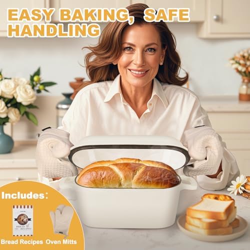 Oval Enameled Cast Iron Dutch Oven with Lid - 3.6QT Sourdough Bread Pans for Baking - Image 2