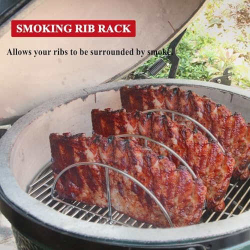 BBQ Rib Rack For Smoker Stainless Steel Rack For Large Big Green Egg and Kamado Joe Smoker Joe and 18" or Larger Grills Roast grill For Charcoal Grill Smoker - Image 5