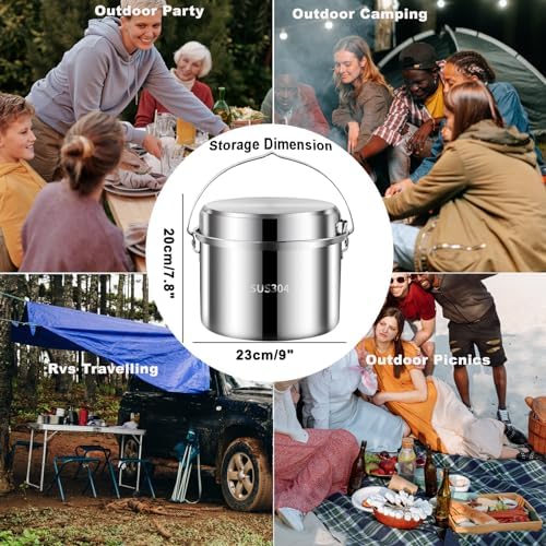 Camping Cookware Set 304 Stainless Steel Camping Pots and Pans Set - Image 6