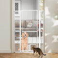 Giantex 59'' Extra Tall Pet Gate for Large Dogs & Cats, Adjustable 30.5''–41'' Wide Dog Gate with Small Pet Door, Extension Kits, Pressure or Hardware Mount, Jump-Proof Indoor Barrier, White by Giantex