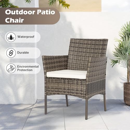FDW 4-Piece Patio Furniture Set | Gray & Khakhi | Outdoor Wicker Furniture - Image 4