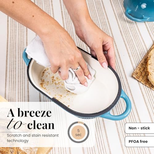 Dutch Oven For Sourdough Bread Baking – Enamelled Cast Iron Bread Loaf Pot – Oven Safe Non Stick Bread Pot – Rectangular,Light Blue, 24cm x 16cm – by Nuovva - Image 3