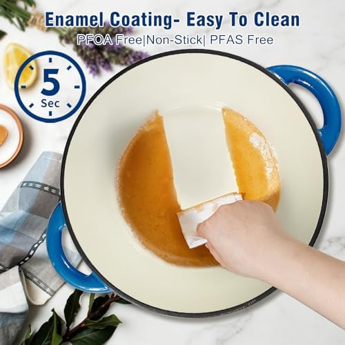 5 QT Enameled Cast Iron Dutch Oven with Self-Basting Lid - Image 4