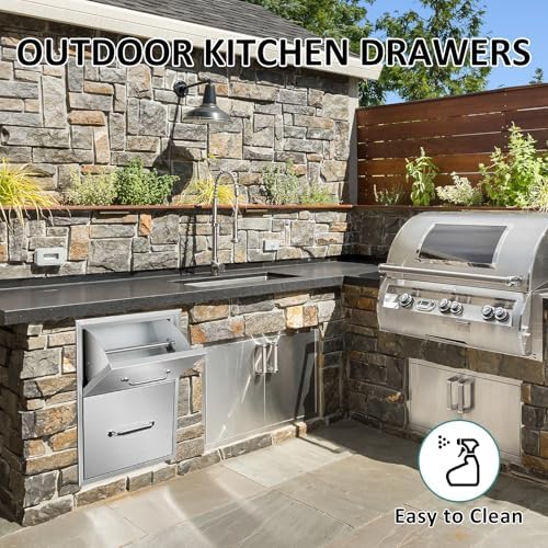 Outdoor Kitchen Drawers with Paper Towel Holder, 16" W x 20" H x 20" D, Stainless Steel Paper Towel Drawer with Flush Mount Access Drawers for Outdoor Kitchen Island and Patio Grill Statio - Image 5