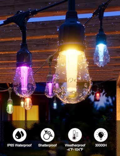 XMCOSY+ Smart Outdoor String Lights 72.5FT, LED Patio Lights App Control - Image 6