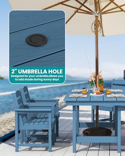 SERWALL Outdoor Dining Set, Patio Dining Set with Bench, Blue - Image 2