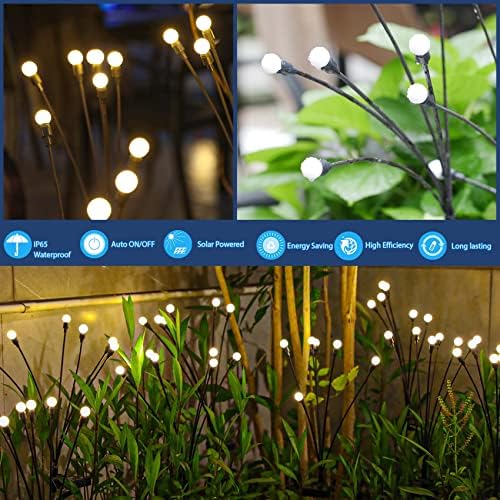TONULAX Solar Garden Lights - 6 Pack 48 LED Upgraded Solar Swaying Light, Sway by Wind, Outdoor Lights, Yard Patio Pathway Decoration, High Flexibility Iron Wire & Heavy Bulb Base, Warm White - Image 4