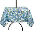 EHouseHome Outdoor Indoor 60inch SquareTablecloth with Umbrella Hole and Zipper, Waterproof Zippered Patio Table Cloths, Spring/Summer Table Covers for Backyard Circular Table/BBQs/Picnic by EHouseHome