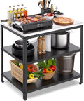 Stainless Steel Outdoor Prep Table, 3-Tier Heavy Duty Outdoor Grill & BBQ Prep Station, Rust-Resistant Utility Table for Patio, Pizza Oven, Garage & Food Prep (No Sink) by CCDVVD