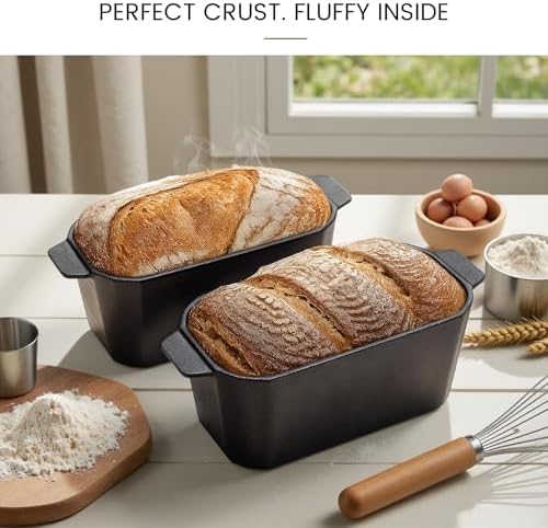 Cast Iron Bread Loaf Pan with Lid,Bread Baking Pan,Cast Iron Dutch Oven for Sourdough,10 x 5 Inch Pre-seasoned Even Heat Distribution Baking Pan for Homemade Bread - Image 5