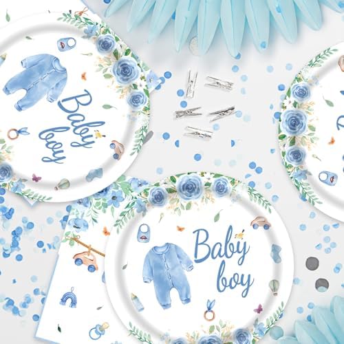 40pcs Blue Baby Boy Shower Decorations Boys Gender Reveal Plates and Napkins for Baby Shower BBQ Decorations Boy Baby Shower,Suitable for 20 Guests - Image 6