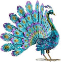 Alpine Corporation 23" Tall Outdoor Metal Peacock Statue, Multicolor by Unknown