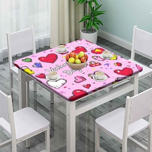 Square Outdoor Table Cloth, Love is in The Air Pattern Printed on Stain Resistant Table Cover Square, Great for Picnics BBQs Daily Meals, Fit for 52" x 52" Square Tables - Image 2
