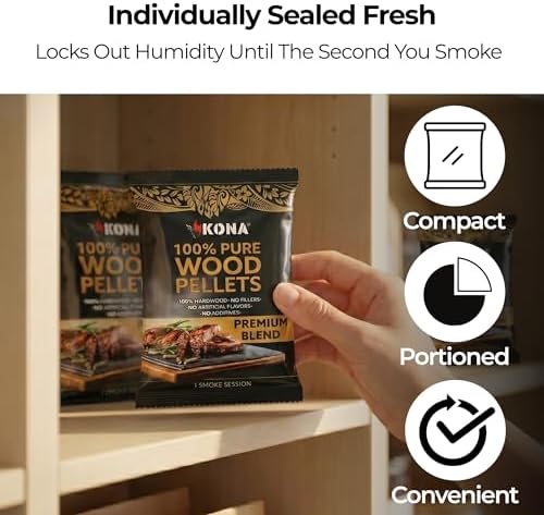 Kona Smoke Pods Premium Blend Pellets Intended for Ninja Woodfire Grill, 24 Stay-Fresh - Sealed Single-Use Pouches for No-Mess Smoking Sessions - Image 5