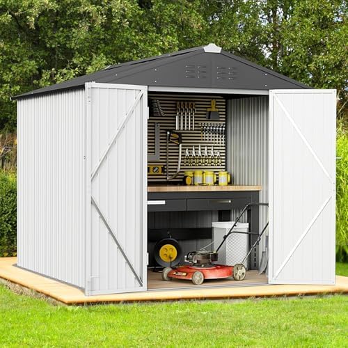 Greesum 6x4FT Outdoor Storage Shed, Utility Tool Shed, White by BuynowfromGreesum