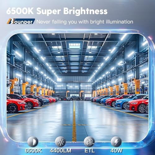 BBOUNDER 4Pack 4FT LED Shop Light, Reflector, 6500K Linkable, 40W=250W ETL - Image 2
