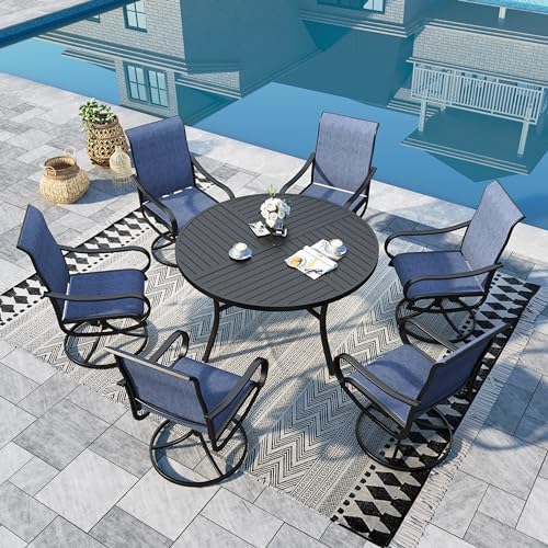 Sophia & William 7 Pcs Patio Dining Set, 54'' Round Table & Swivel Chairs by SophiaWilliam