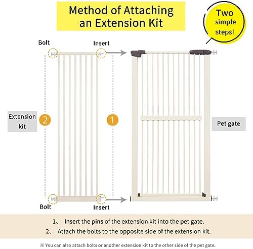 Lumizone 55.12" Extra Tall Pet Gate Extension Kit 16.73" Wide Cream - Image 4