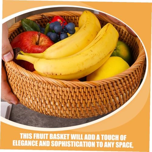 Woven Picnic Basket Large round Sturdy Handwoven Rattan Fruit Storage Basket for Outdoor Dining and Kitchen Organization - Image 6