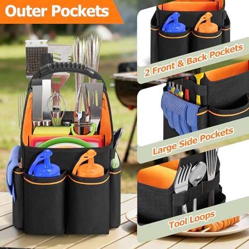 HODRANT Grill Utensil Storage Bag with Divider & Boards & Pockets & Handle - Image 3