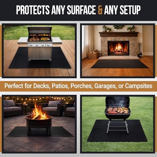 Home-Complete Outdoor Grill Mat for Deck, Grass, Fire Pit or Indoor Hearth - 30x48 Inch Large Oil and Heat Resistant Mat - Hearth Rugs for Fireplaces Fire Resistant Protector - BBQ Accessories - Image 4