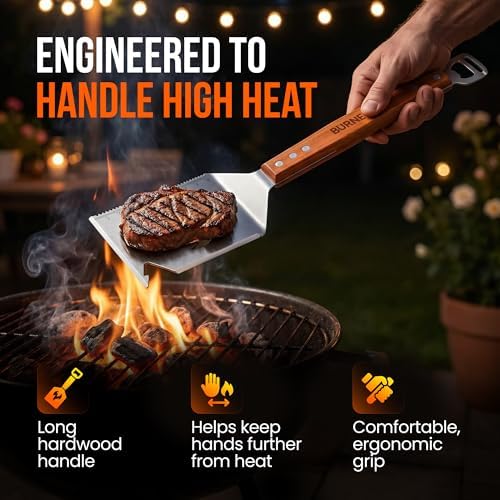 9-in-1 Grill Spatula – Multifunctional 1.5mm Thick Stainless Steel BBQ Tool with Bottle Opener, Cheese Slicer & Scraper – Outdoor Barbecue Grilling Gift for Men, Dad, Father's Day & Christmas - Image 4