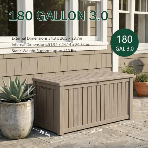 Outdoor Storage Box,180 Gallon Waterproof Deck Box [Upgraded 3.0] - Image 2