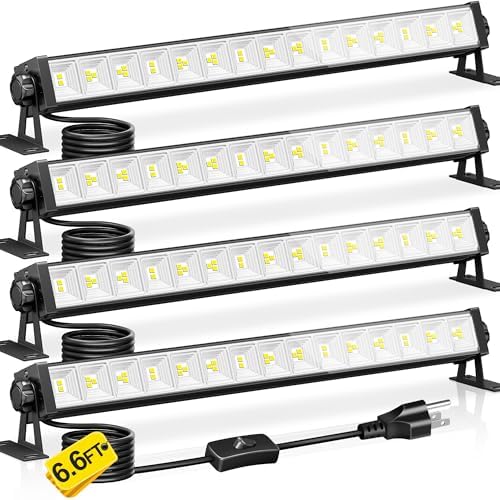 YQNLIFA 5400LM LED Shop Lights, Plug in Workbench Light for Garage, 4Pack by YQNLIFA-BlackLightParty