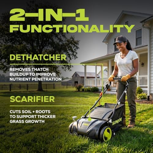 Sun Joe 15-Inch Lawn Dethatcher with Scarifier Blade Reel, AJ805E - Image 2